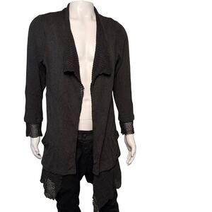 Br.UNO by Bruno Tedioli Avant Garde Cardigan size XL Charcoal Gray Viscose Wool